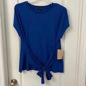 New Halogen L Blue Tie Waist Shirt NWT